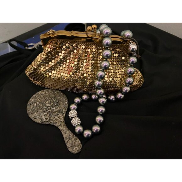 Holiday Glamour Gift Set: Whiting & Davis Purse, Misaki Pearls & Vintage Floral - Picture 7 of 7